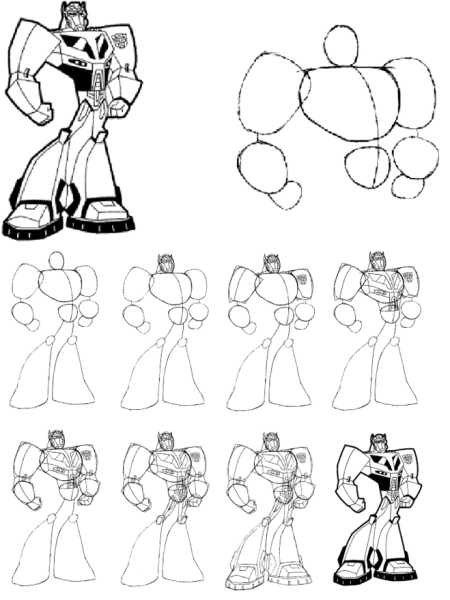 Поэтапное рисование робота