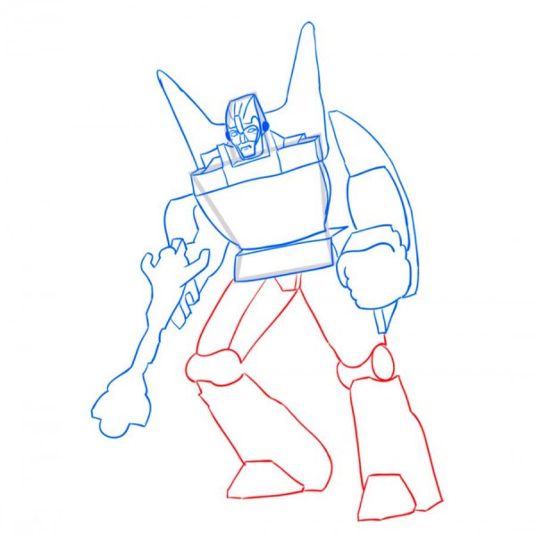 Поэтапное рисование робота трансформера