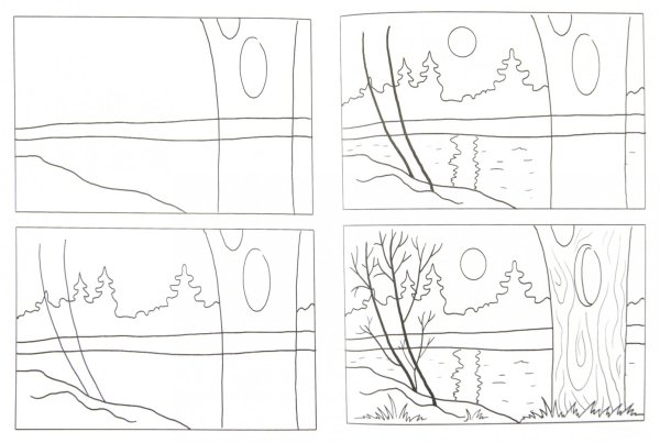 Поэтапное рисование природы