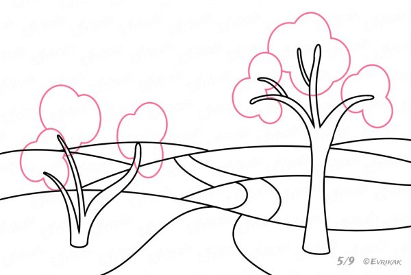 Осенний пейзаж поэтапное рисование для детей