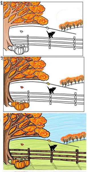 Схема рисования пейзажа