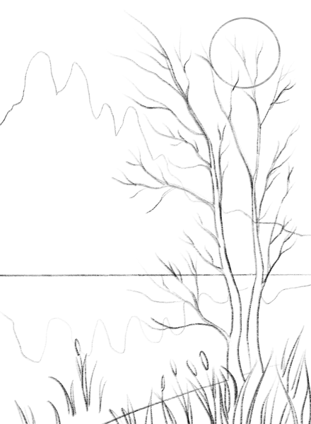 Последовательность рисования пейзажа для детей