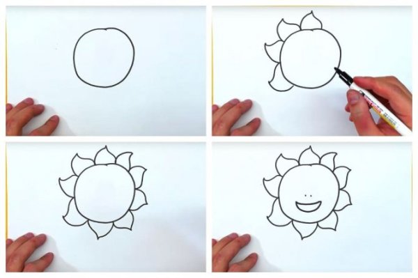 Схема рисования солнца для детей