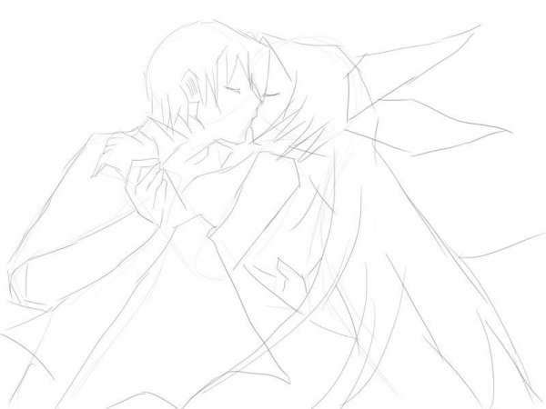 Поэтапное рисование влюбленных