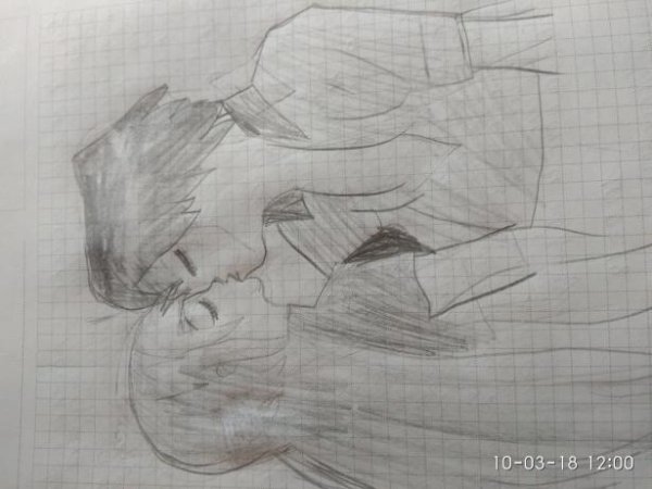 Набросок целует у стены