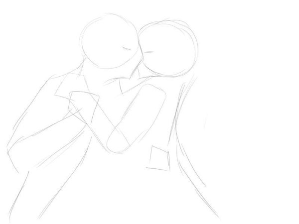 Поэтапное рисование влюбленной пары
