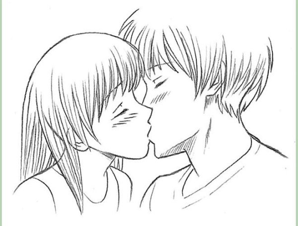 Рисунки для срисовки поцелуи