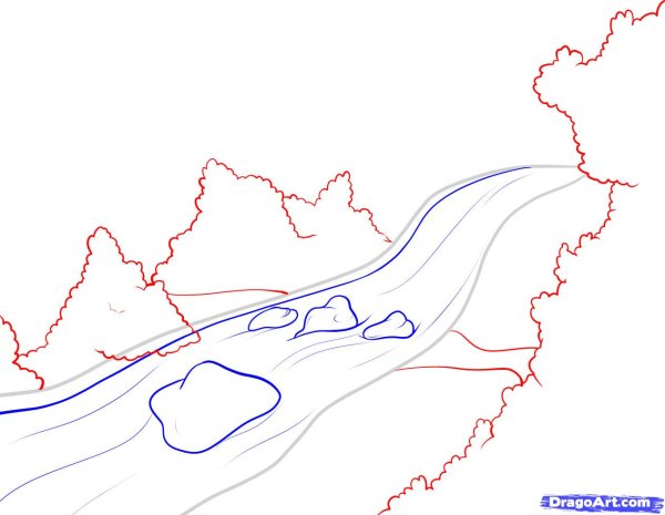 Рисование реки поэтапно