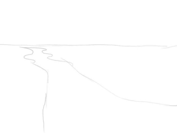 Речка рисунок карандашом