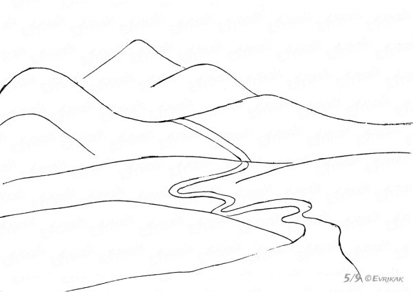 Горы поэтапное рисование