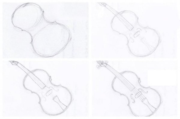 Поэтапный рисунок скрипки