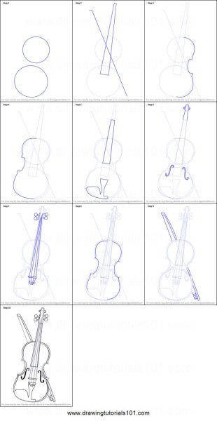 Поэтапное рисование скрипки