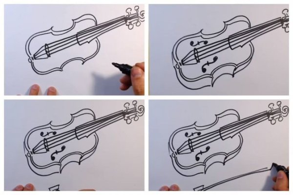 Пошаговое рисование скрипки