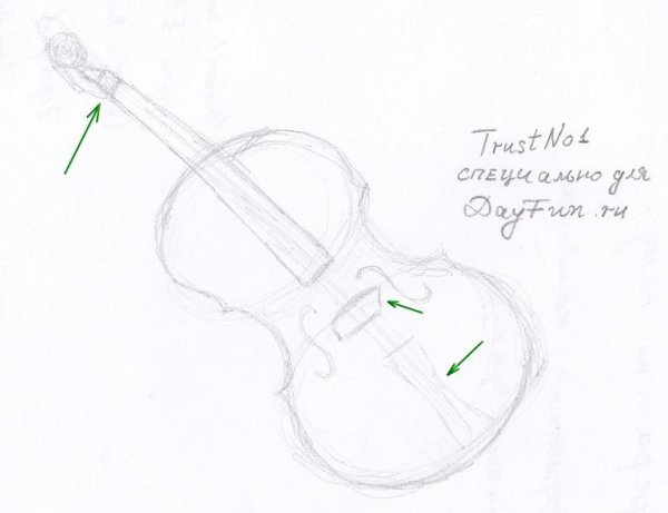 Поэтапный рисунок скрипки