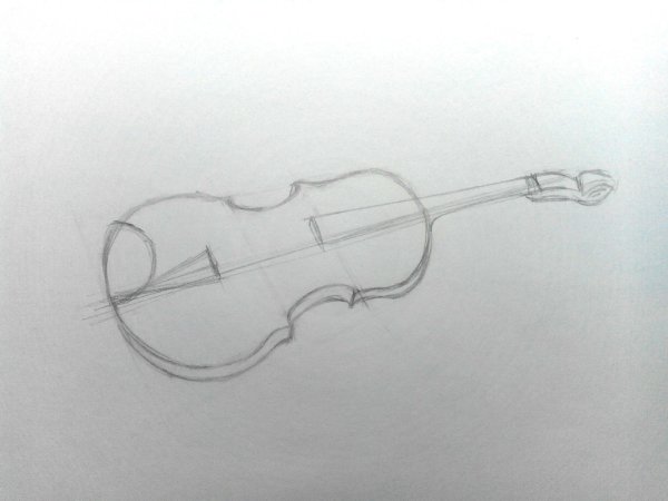 Поэтапный рисунок скрипки