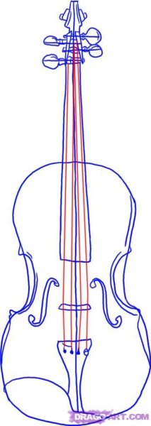 Пошаговое рисование скрипки