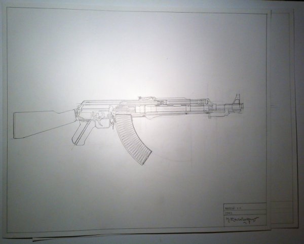 Автомат Калашникова АК-47 чертеж