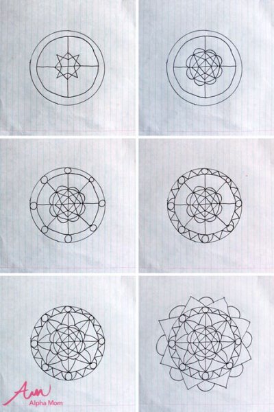 Рисунки мандал пошагово