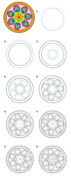 Мандала поэтапное рисование