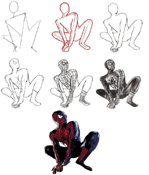 Человек паук для рисования