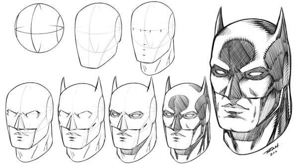 Поэтапное рисование Бэтмена