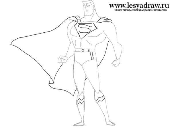Супермен рисунок карандашом