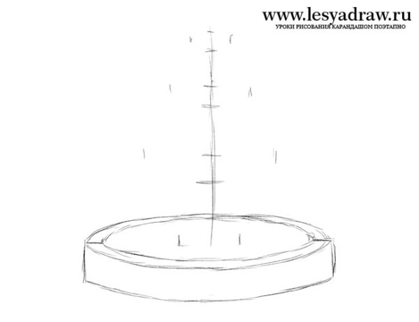 Поэтапное рисование фонтана