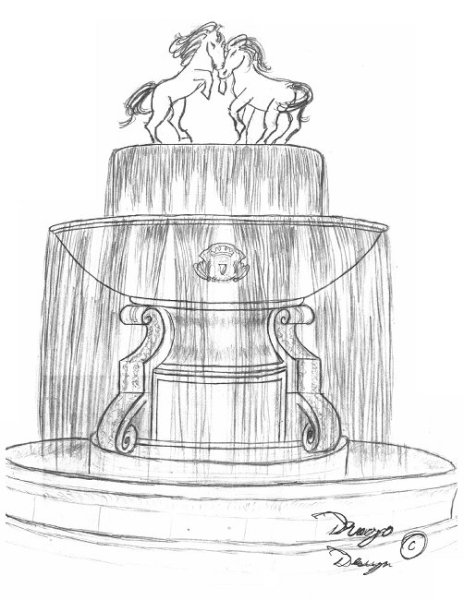 Рисунок фонтана карандашом для срисовки