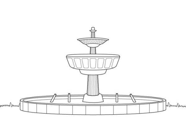 Фонтан карандашом