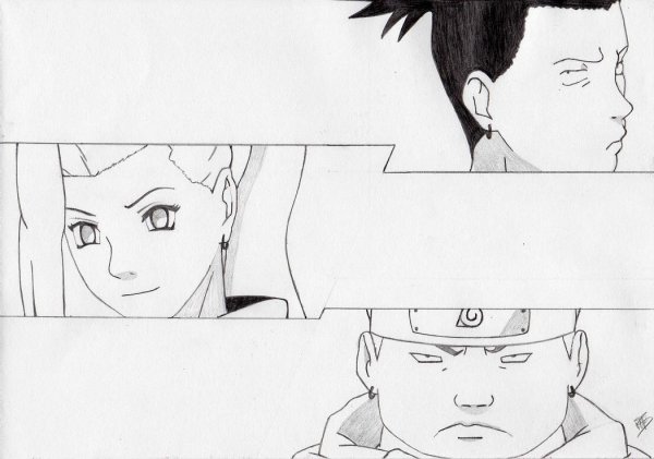 Раскраска ино Шикамару и Чоджи