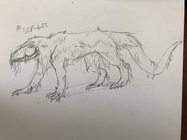 SCP 682 Неуязвимая рептилия карандашом