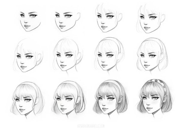 Лица для рисования причесок