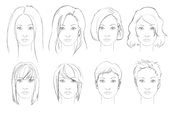 Волосы рисунок карандашом поэтапно