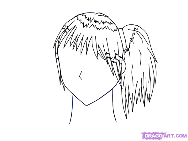 Челка поэтапно карандашом