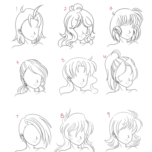 Поэтапное рисование волос
