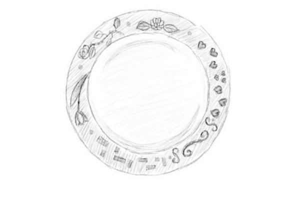 Поэтапное рисование тарелки