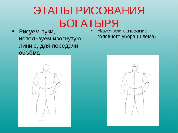 Этапы рисования богатыря