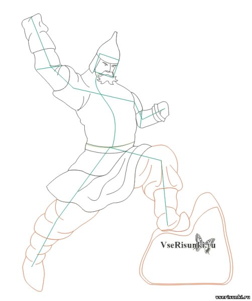 Поэтапный рисунок богатыря