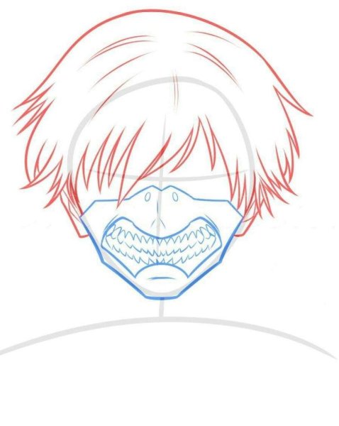 Поэтапный рисунок Канеки