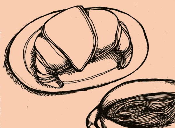 Как нарисовать круассан поэтапно поэтапно