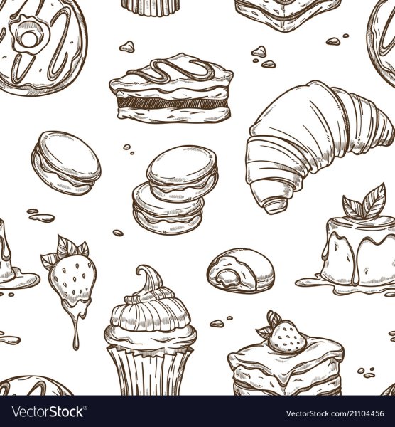 Скетчи выпечка круассан