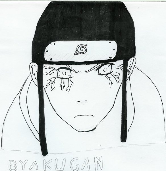 Неджи бьякуган карандашом