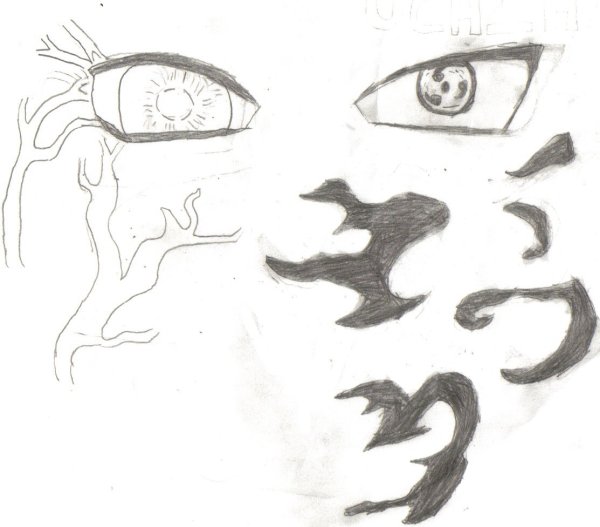 Неджи бьякуган карандашом