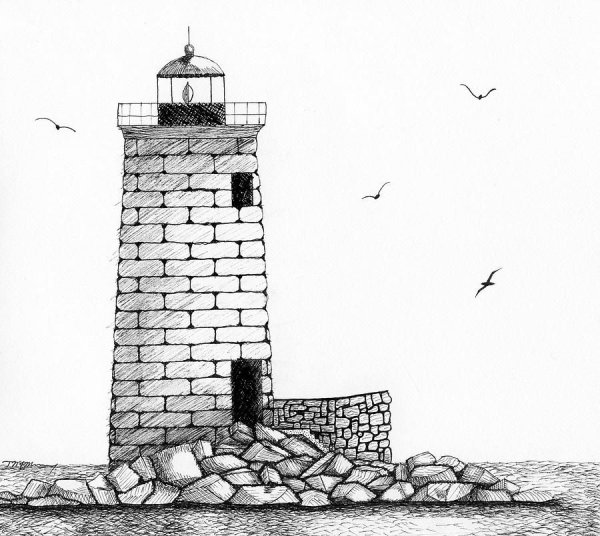 Рисование карандашом Маяк