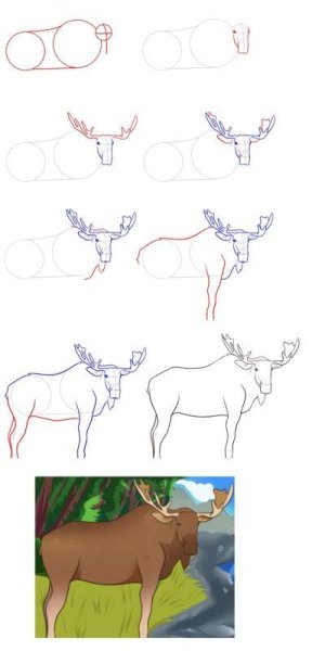 Рисунок олененка поэтапный