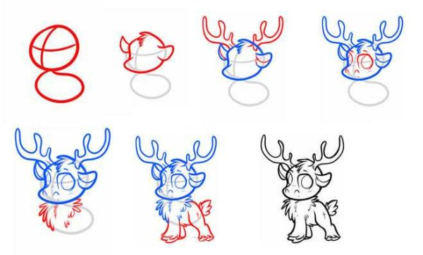 Оленёнок рисунок для срисовки