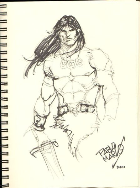 Конан варвар рисунок в контурных линиях