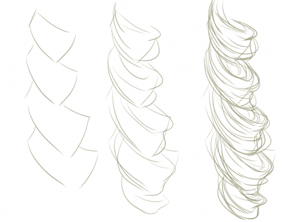 Рисование локонов волос