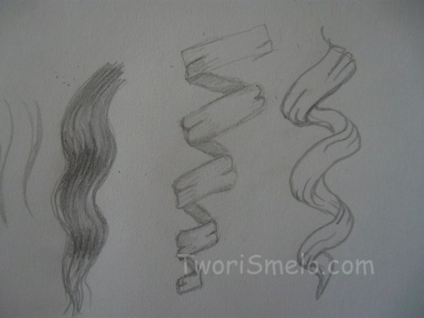 Этапы рисования пряди волос