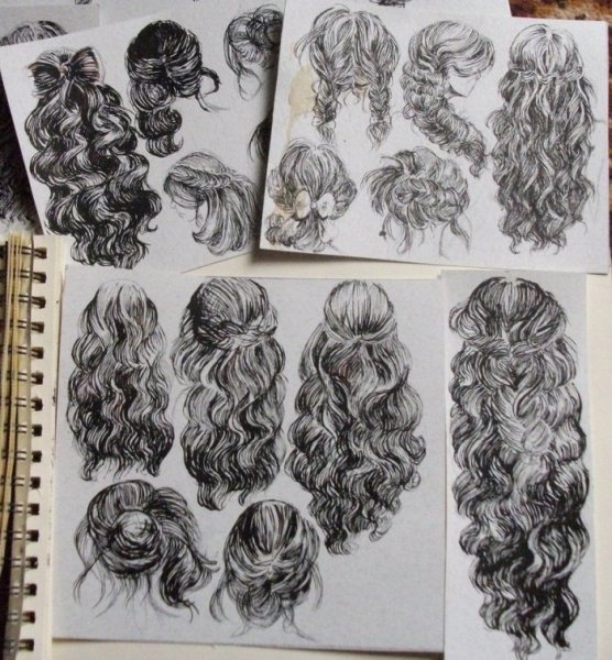 Прически с кудрявыми волосами скетчи
